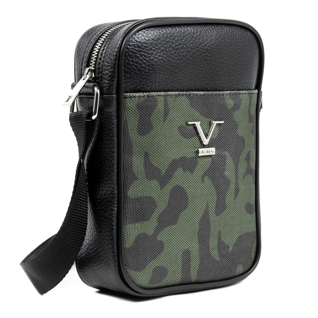 V 1969 Italia Borsa a tracolla da uomo nera MILITARE