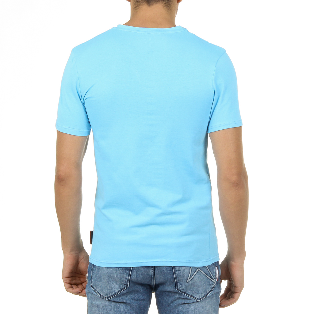 Andrew Charles T-shirt da uomo a maniche corte con scollo a V, colore azzurro KENAN