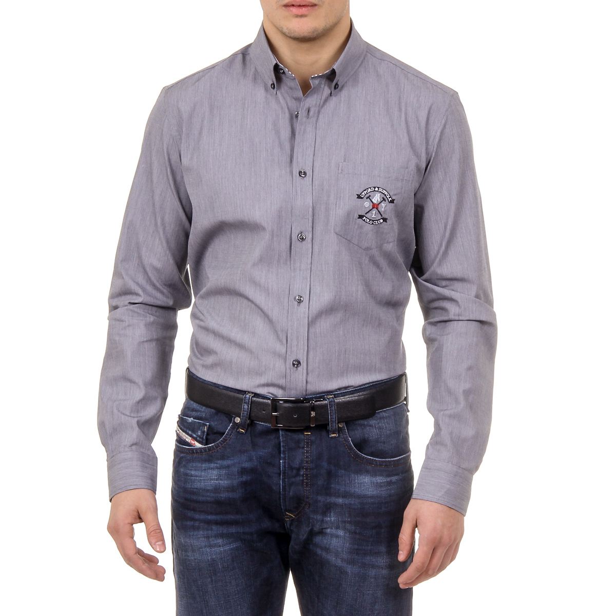 Camicia da uomo Ufford & Suffolk Polo Club USC02 B2 NERO