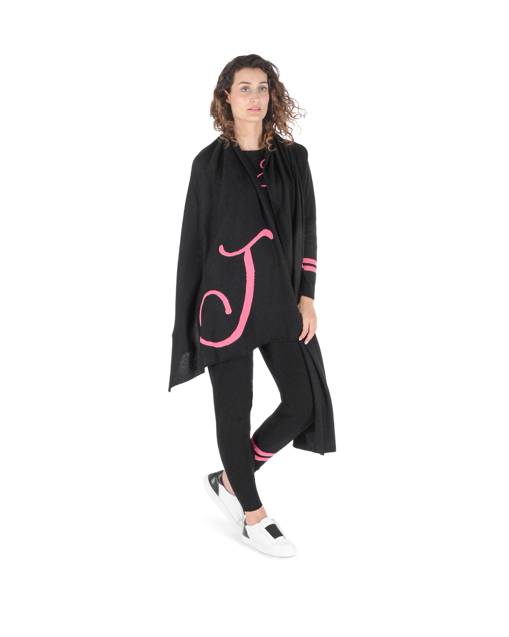 Sciarpa monogrammata Dee Ocleppo DEAN VILLAGE BLACK J