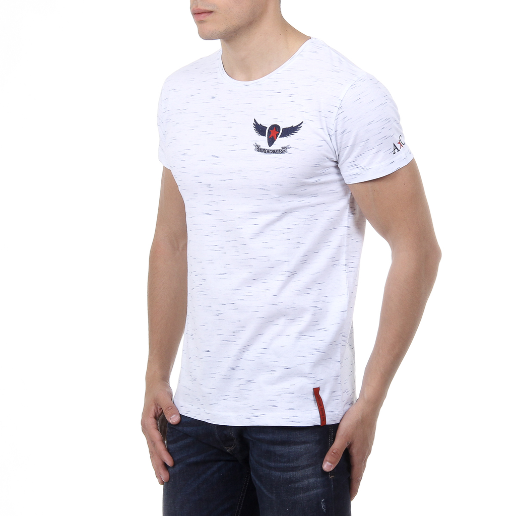 Andrew Charles T-shirt da uomo a maniche corte con scollo rotondo, bianca DYLAN