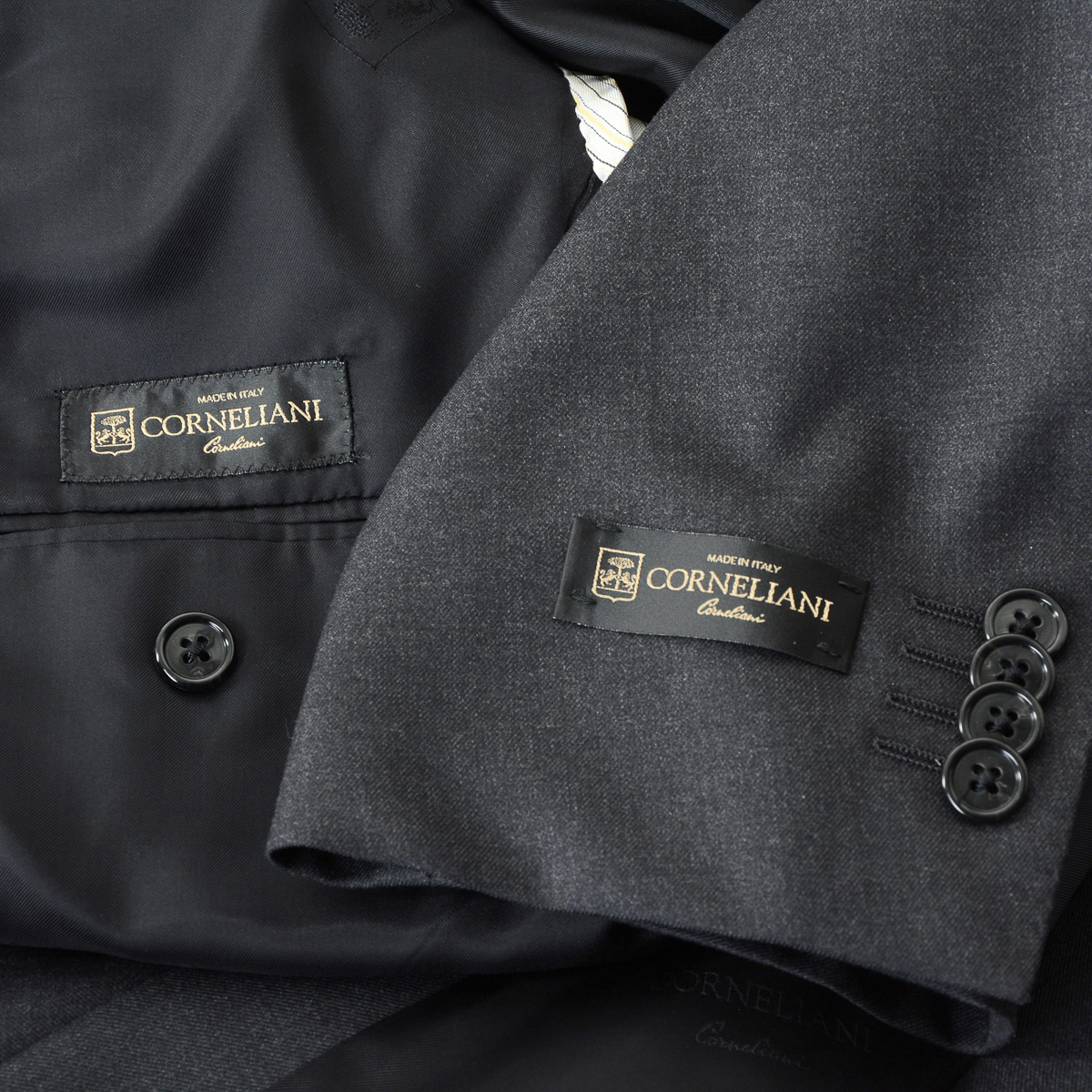 Corneliani Abito da uomo a maniche lunghe grigio scuro Super 160's