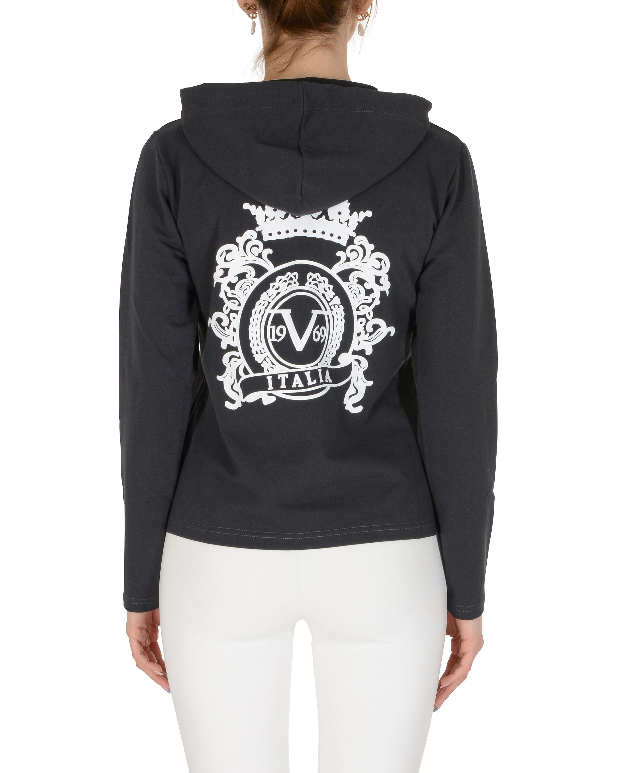 19V69 Italia Felpa con cappuccio da donna grigio scuro ELEANA HOODIE GRIGIO SCURO