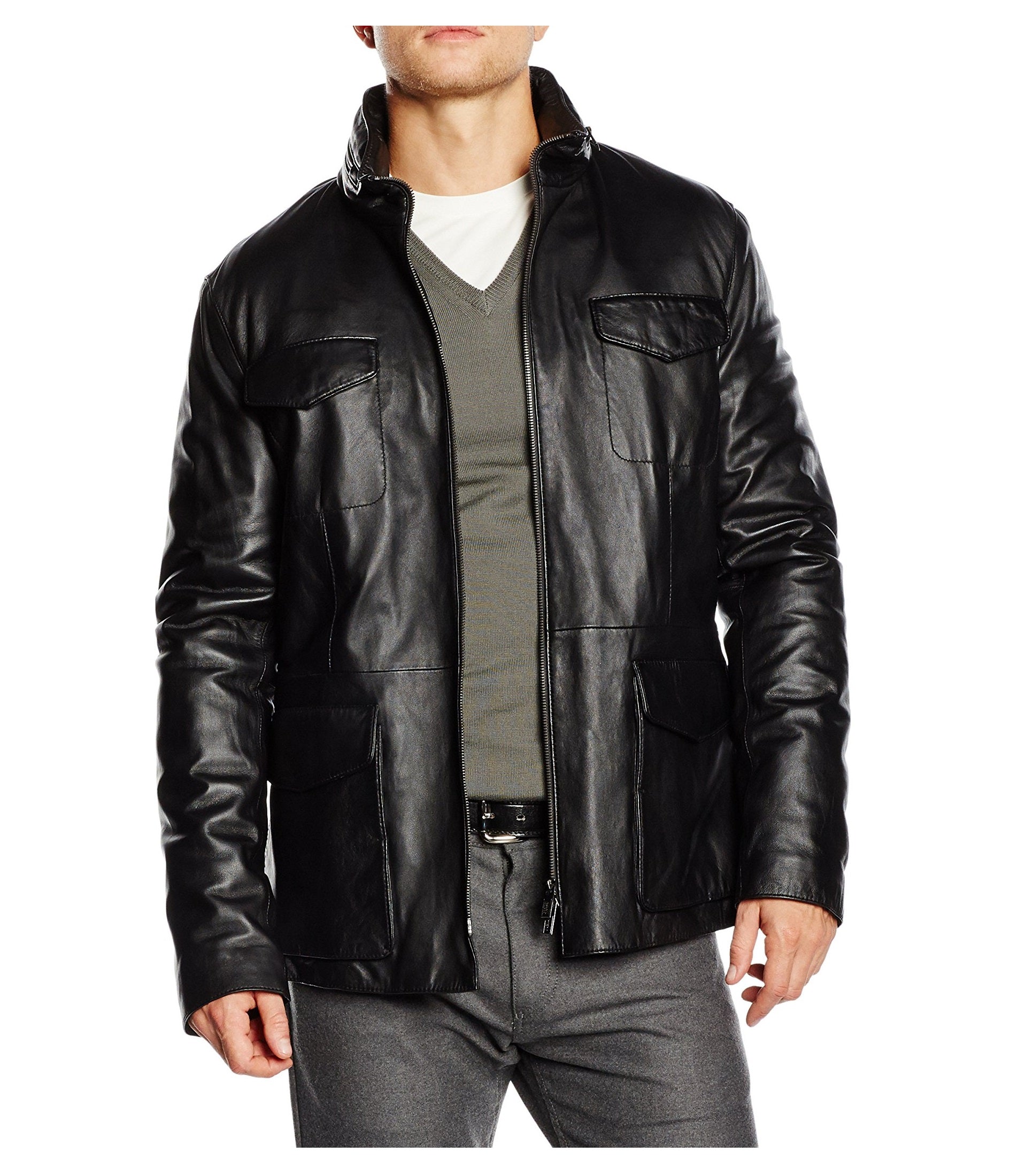 Giacca in pelle uomo Armani Collezioni PCG82P PCP81 999