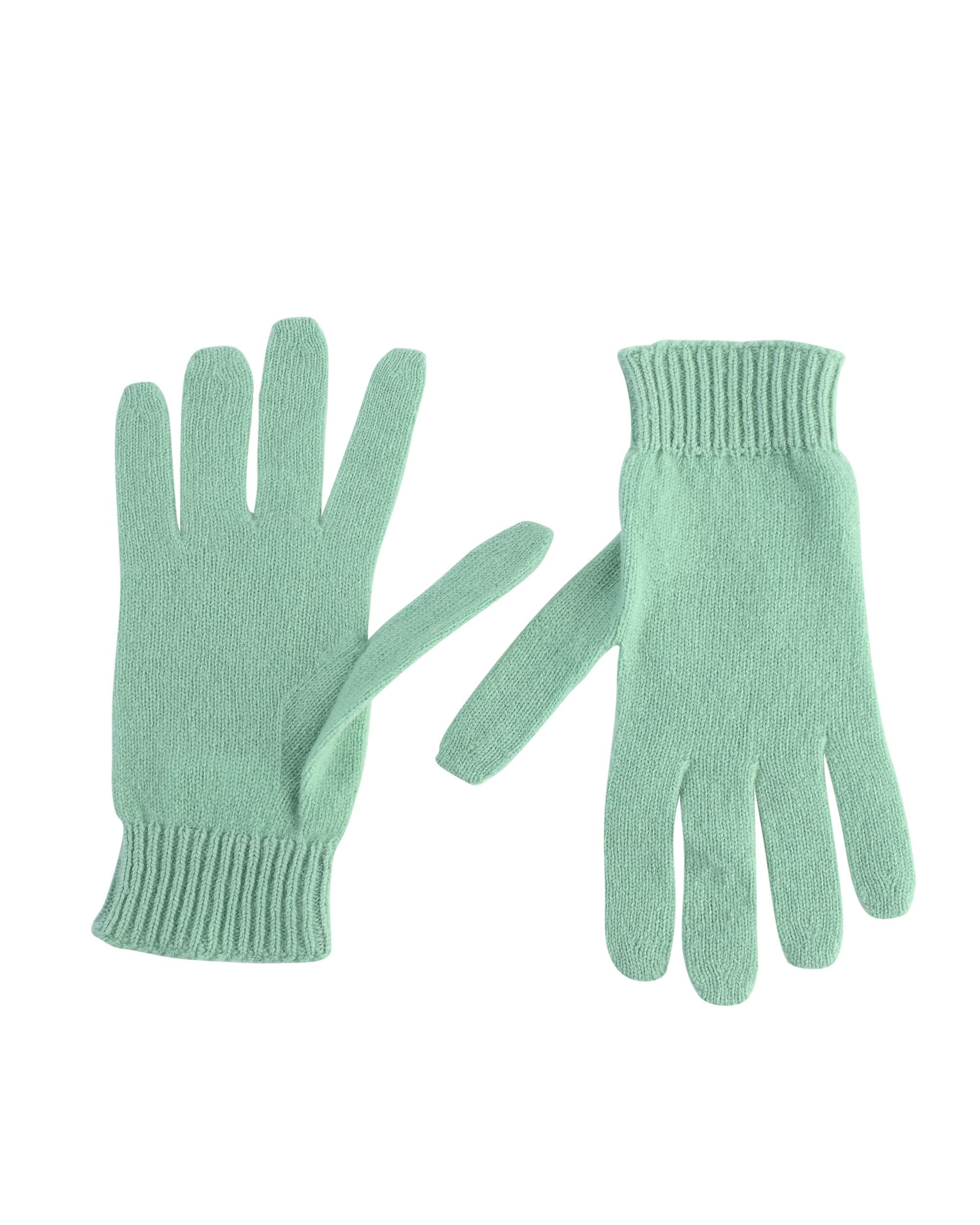 Guanti corti da donna in cashmere Crown of Edinburgh COE 001 VERDE MENTA