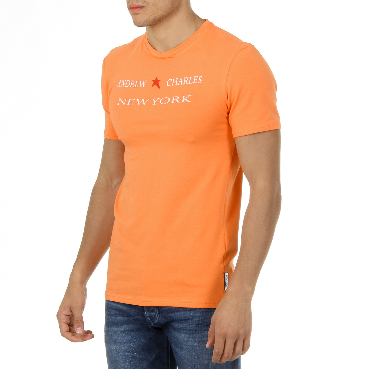 Andrew Charles T-shirt da uomo a maniche corte con scollo rotondo arancione KEITA