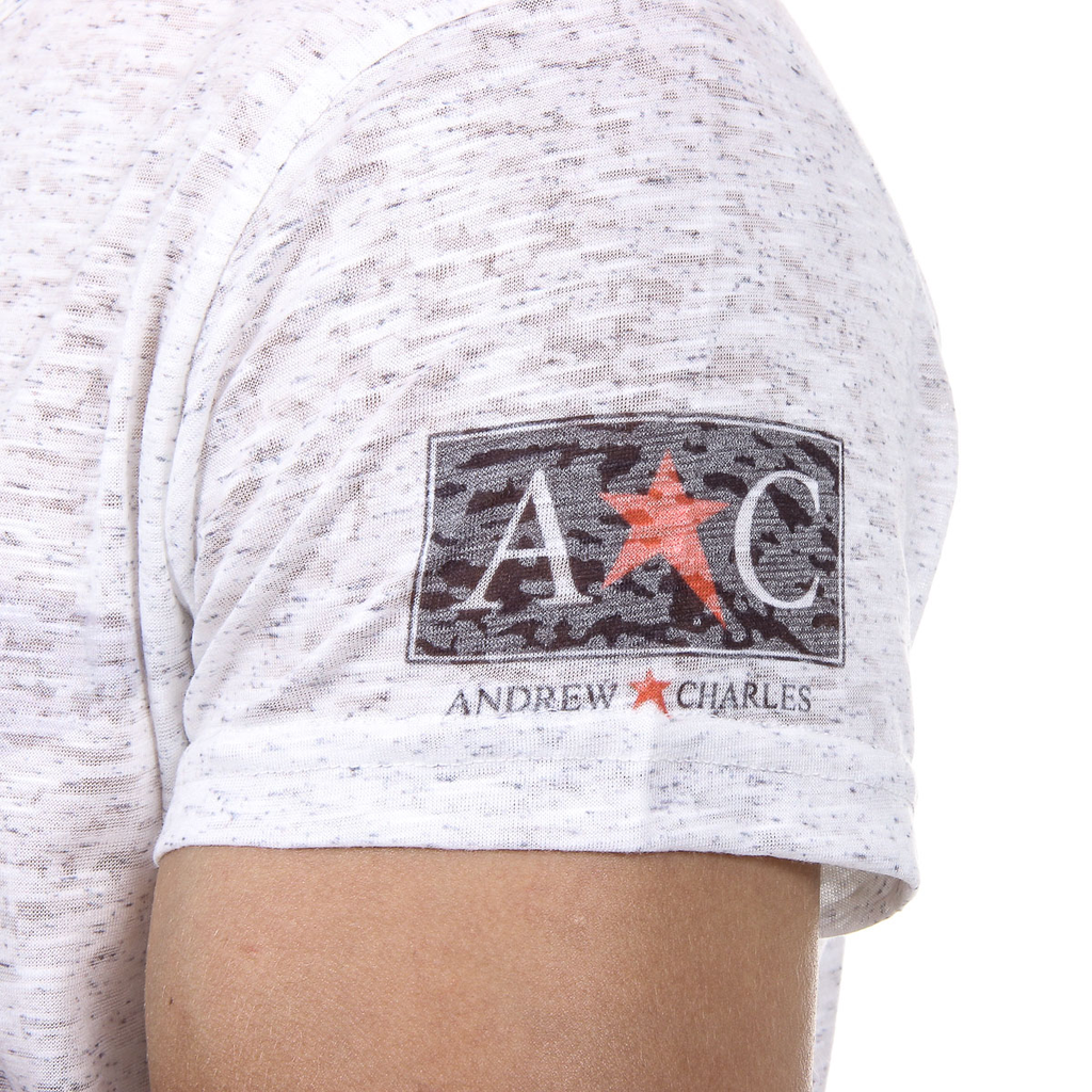 Andrew Charles T-shirt da uomo a maniche corte con scollo rotondo, bianca LEVI