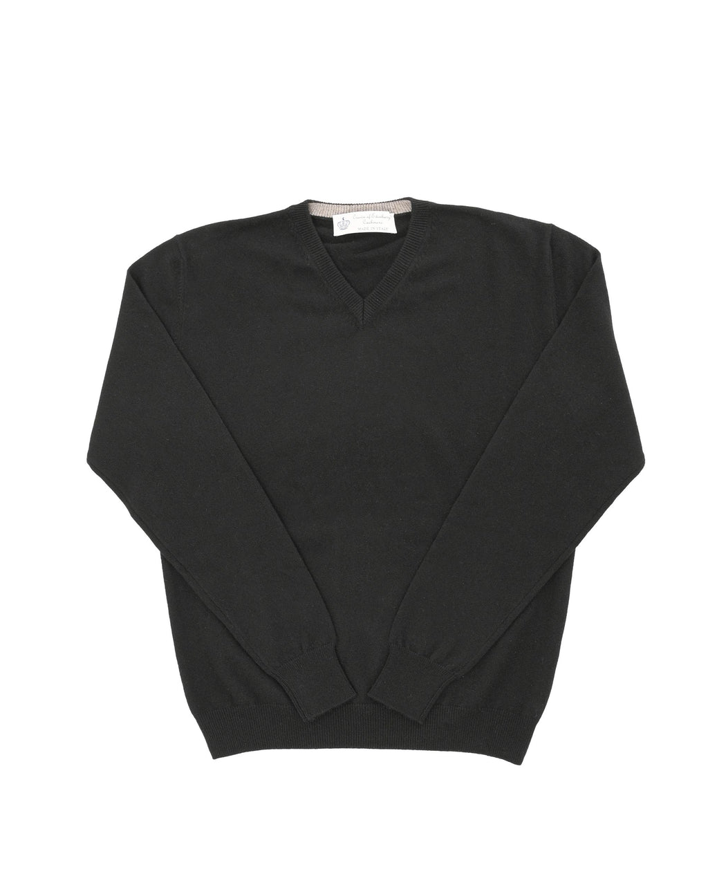 Maglione da uomo in cashmere con scollo a V Crown of Edinburgh COE 0012 NERO
