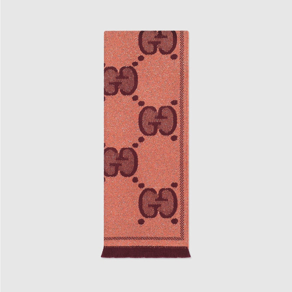 Gucci GG Metallic foulard 45x195 cm rosa metallizzato bordeaux