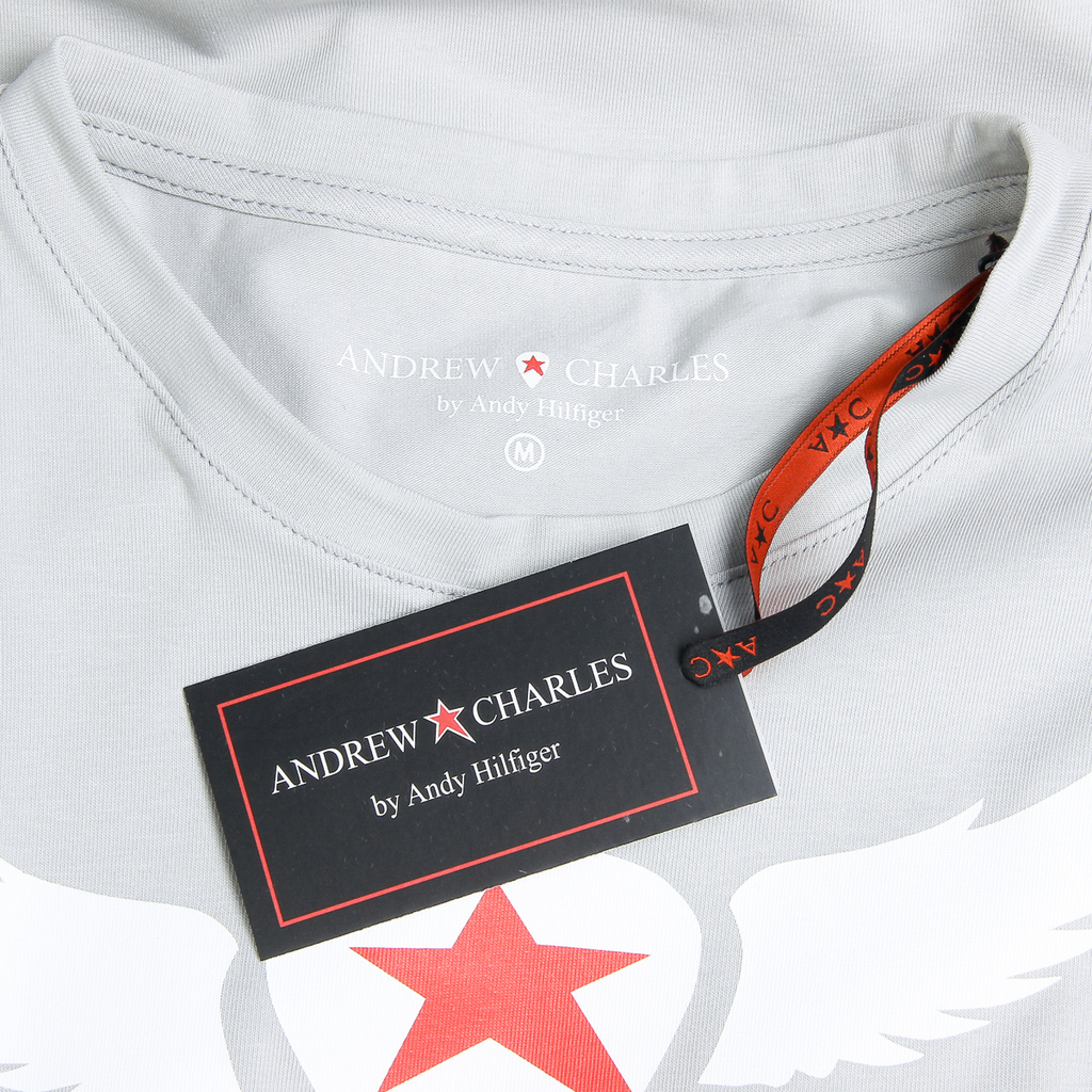 Andrew Charles T-shirt da uomo a maniche corte con scollo rotondo grigio chiaro KEITA