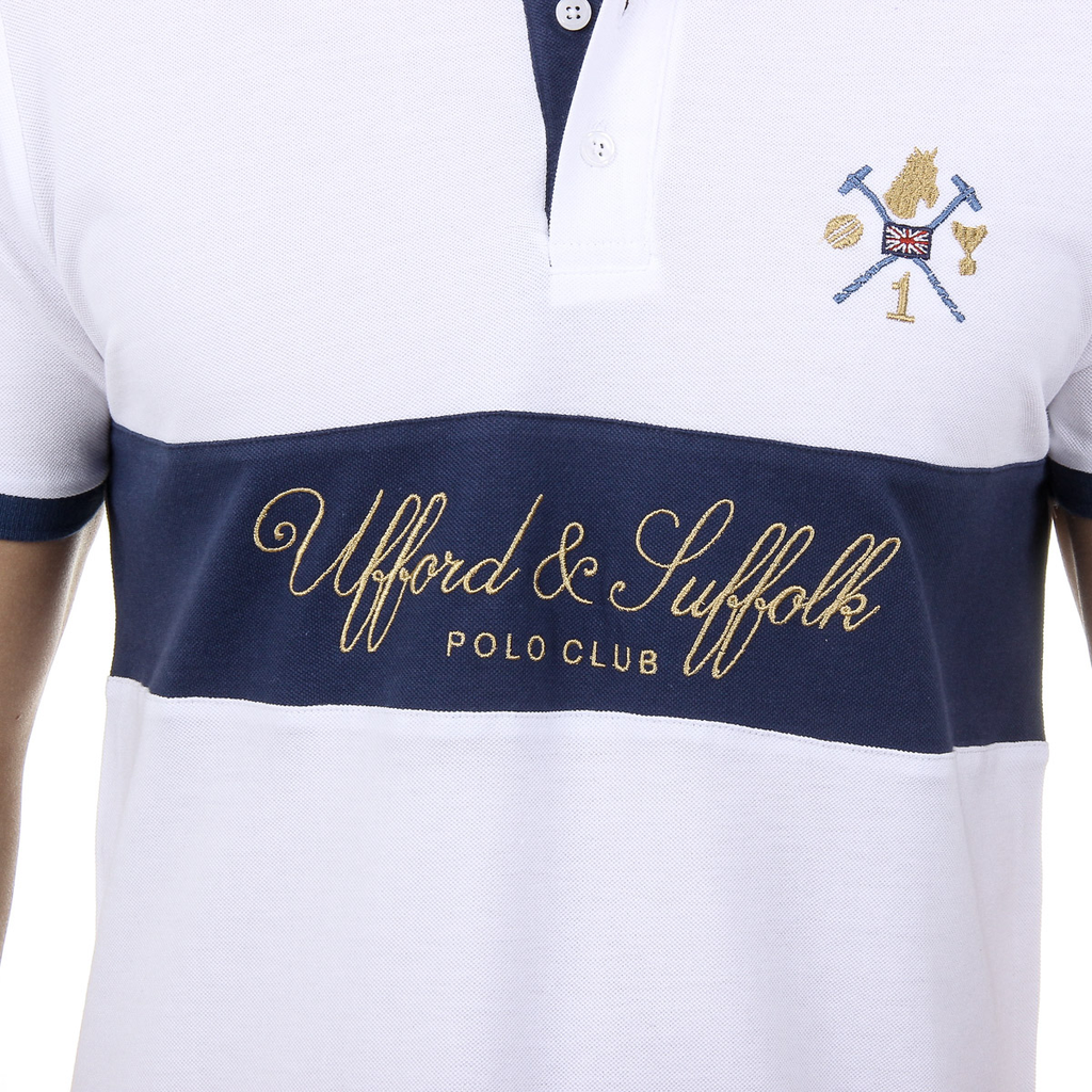 Polo da uomo a maniche corte Ufford & Suffolk Polo Club US002 BIANCO