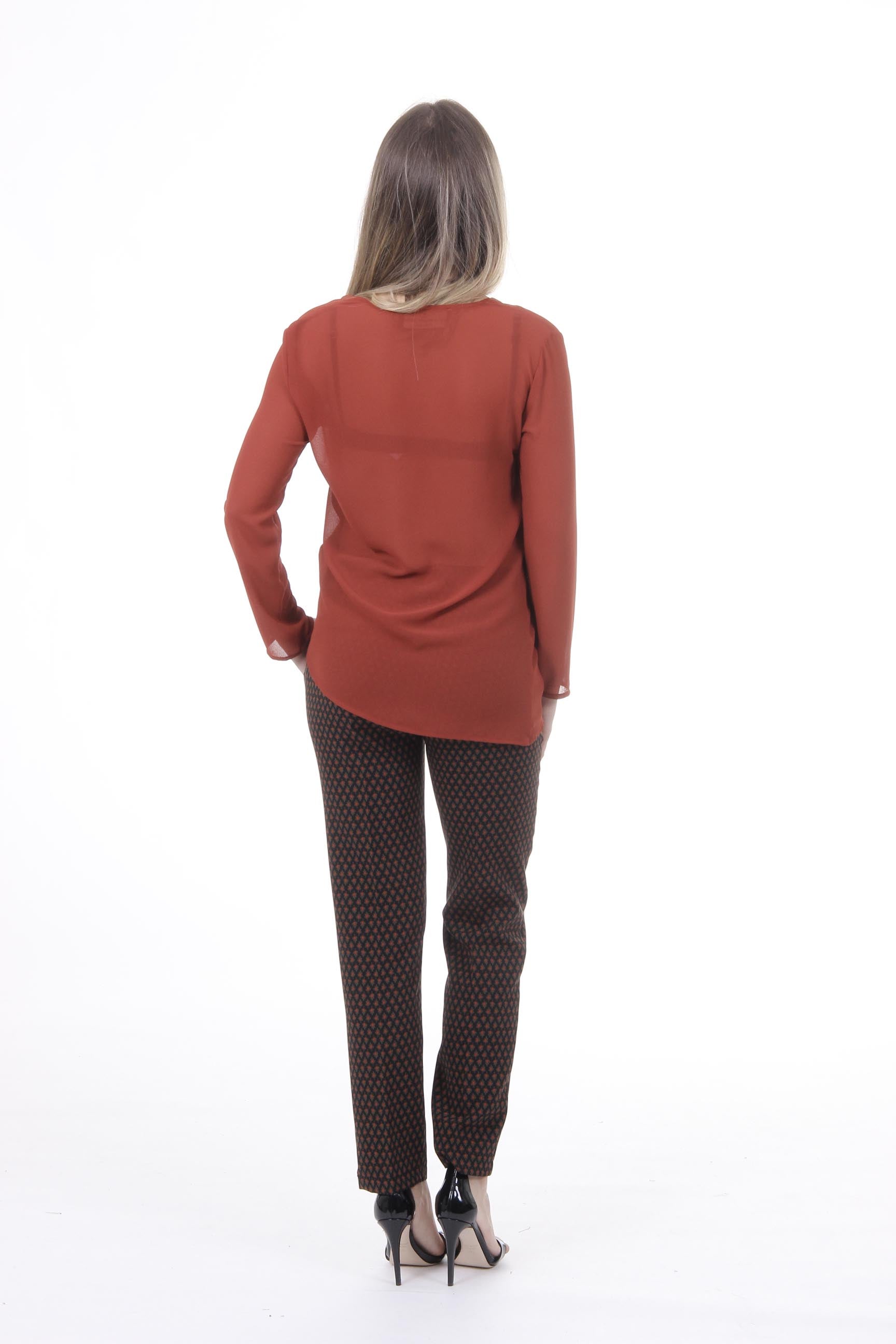 Maglia da donna V 1969 Italia CAMICIA BASILEA TESS. GEORGETTE MATTONE