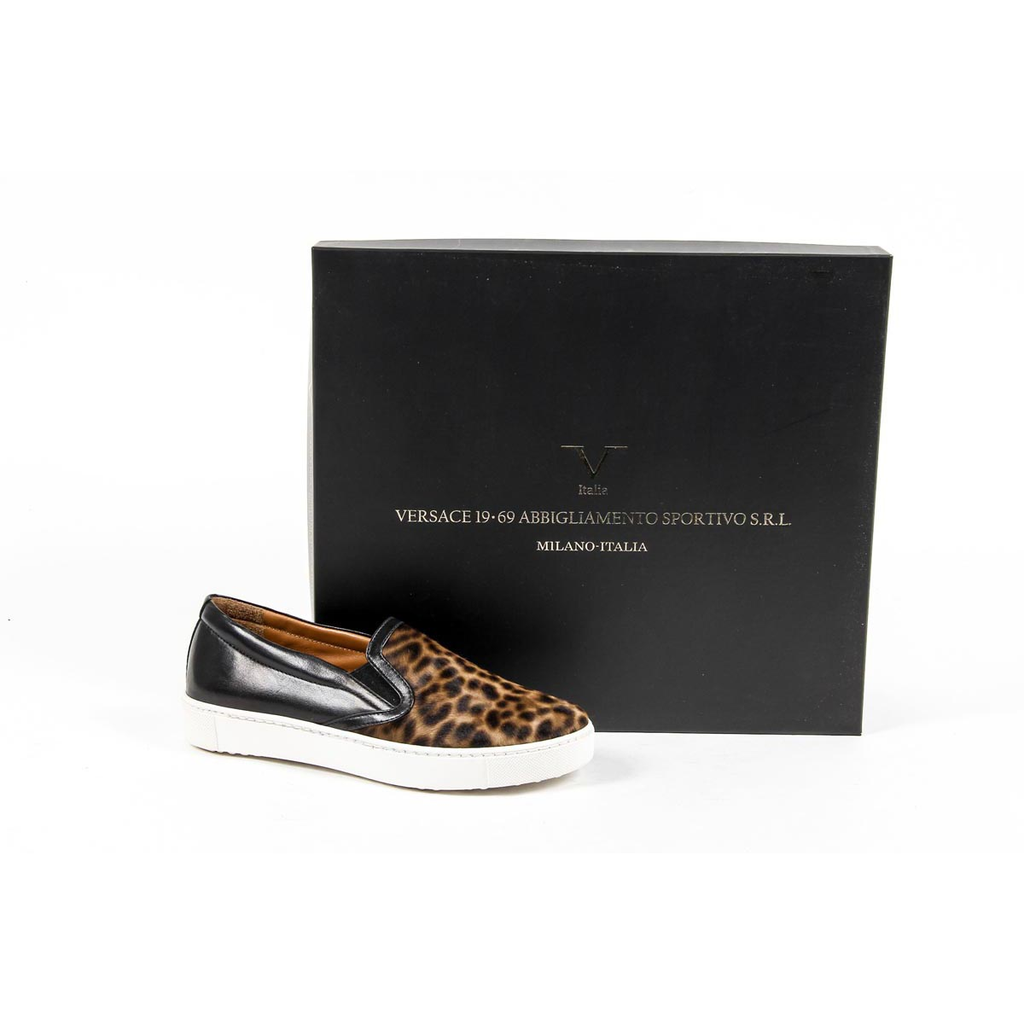 V 1969 Italia Womens Slip On Sneaker 312090 PONY LEO/NAPPA NERO
