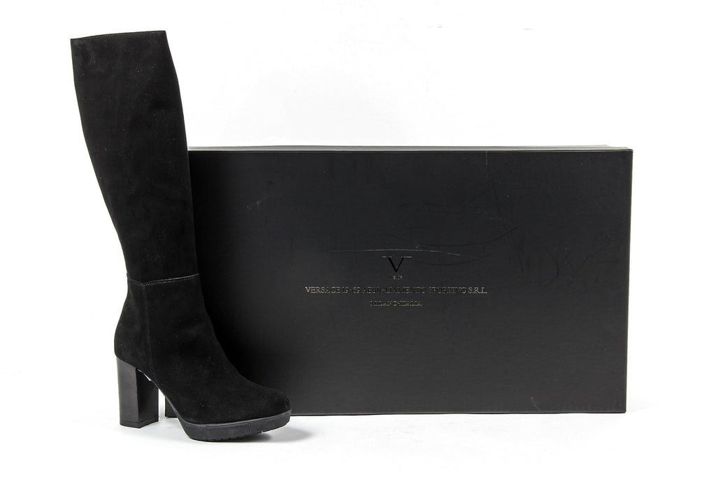 Stivale Alto Da Donna V 1969 Italia C19 CAMOSCIO NERO