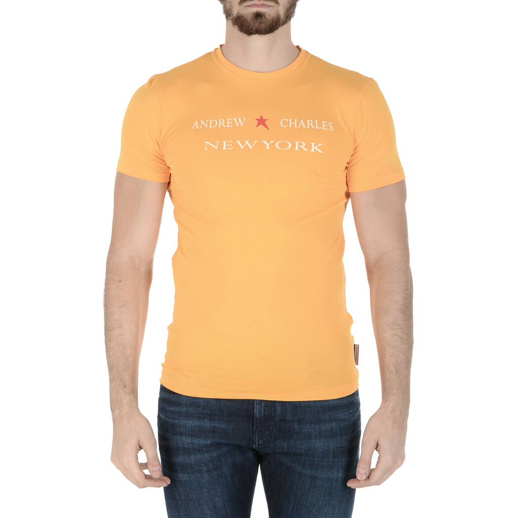 Andrew Charles T-shirt da uomo a maniche corte con scollo rotondo gialla KEITA