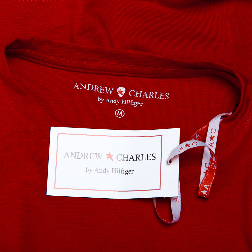 Andrew Charles Maglietta da donna a maniche corte con scollo rotondo, rossa TARANA