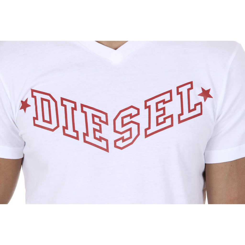 Diesel T-shirt da uomo a maniche corte con scollo a V 00SDG0 R091B 100 T-KRITIL