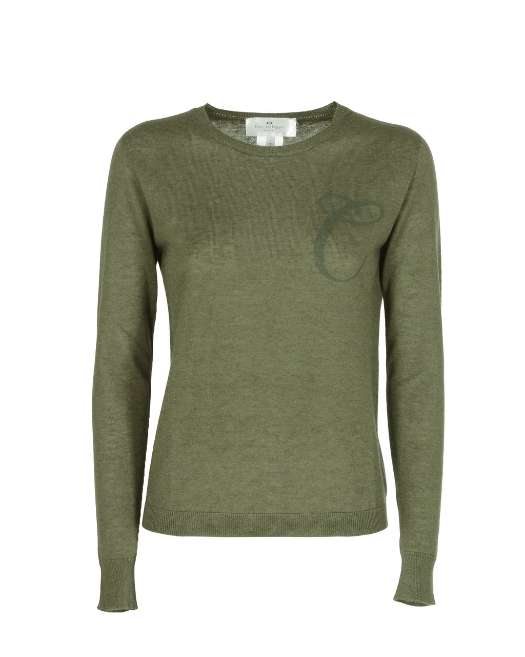 Maglia girocollo in cashmere estivo - Manica lunga - Verde