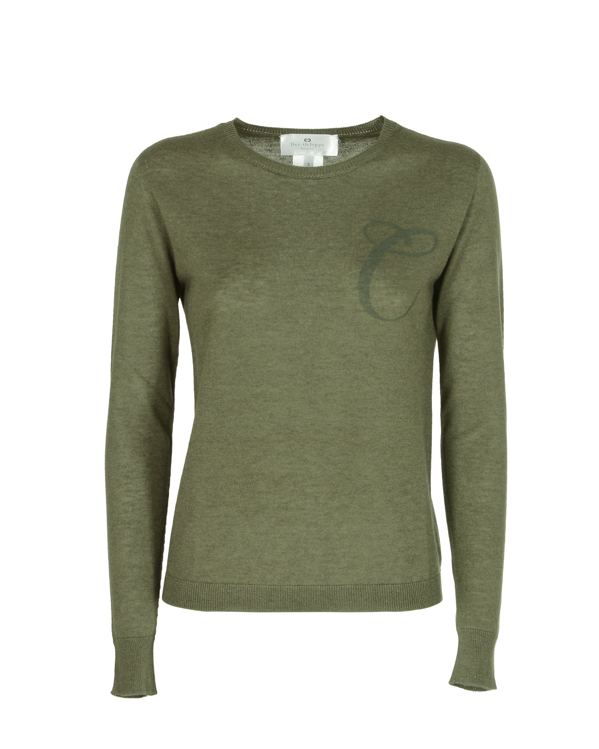 Maglia girocollo in cashmere estivo - Manica lunga - Verde