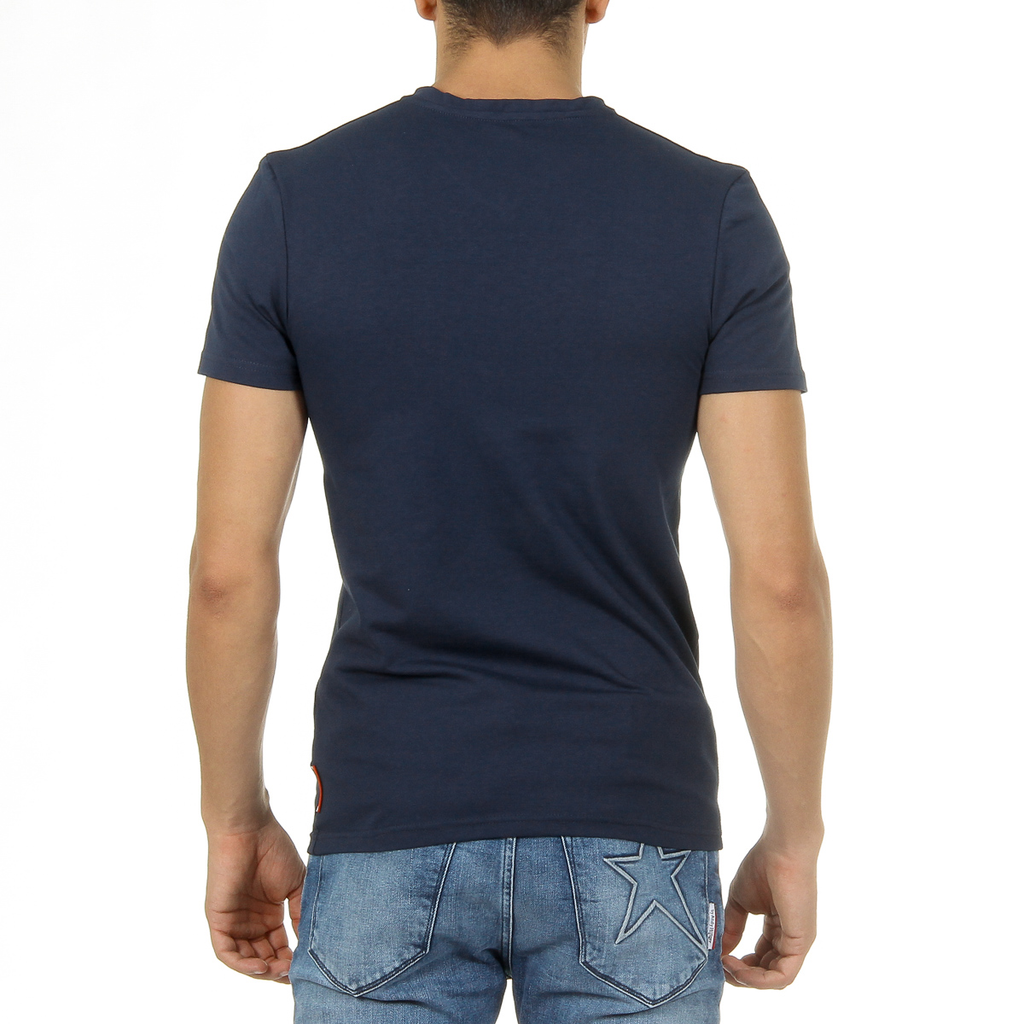 Andrew Charles Maglietta da uomo a maniche corte con scollo a V blu KENAN