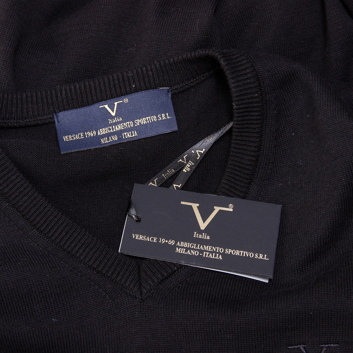 V 1969 Italia Maglione da uomo a maniche lunghe con scollo a V