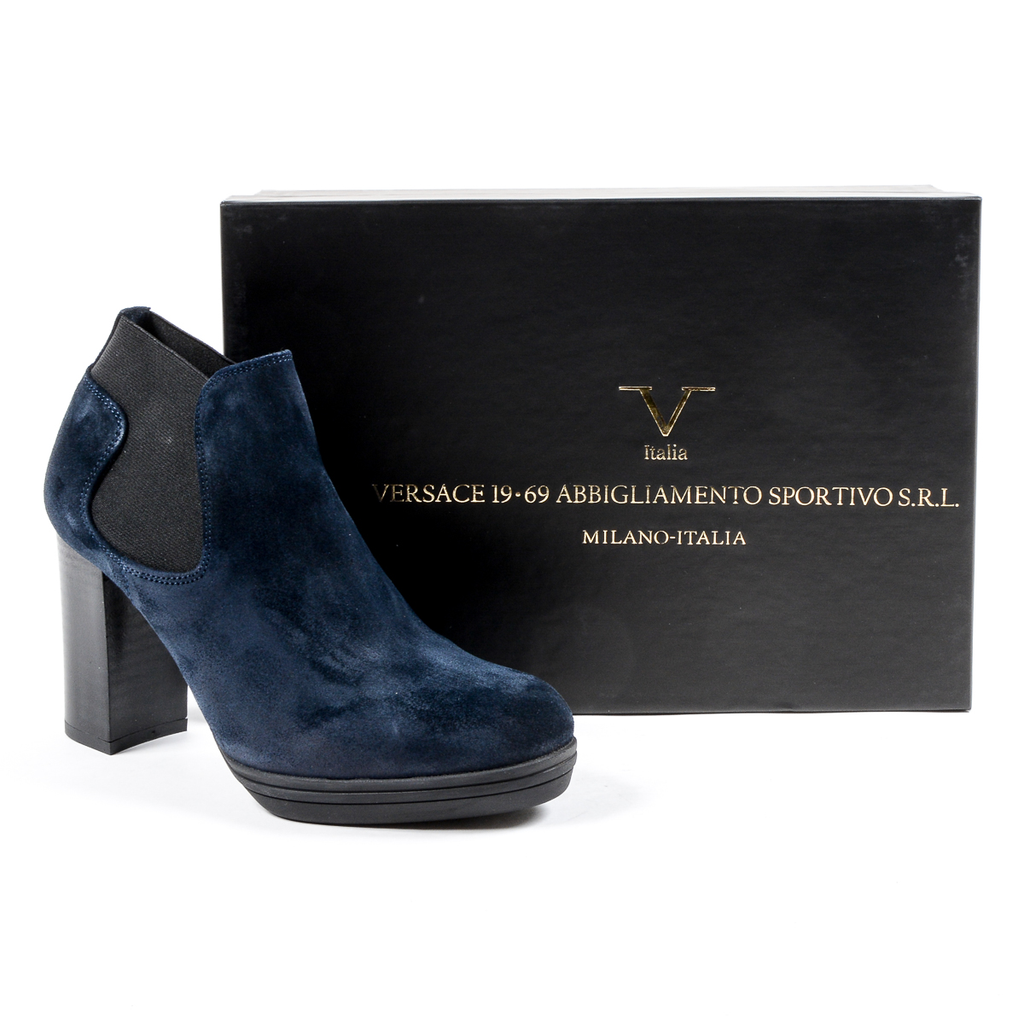 V 1969 Italia Stivaletto con tacco da donna blu GRACY