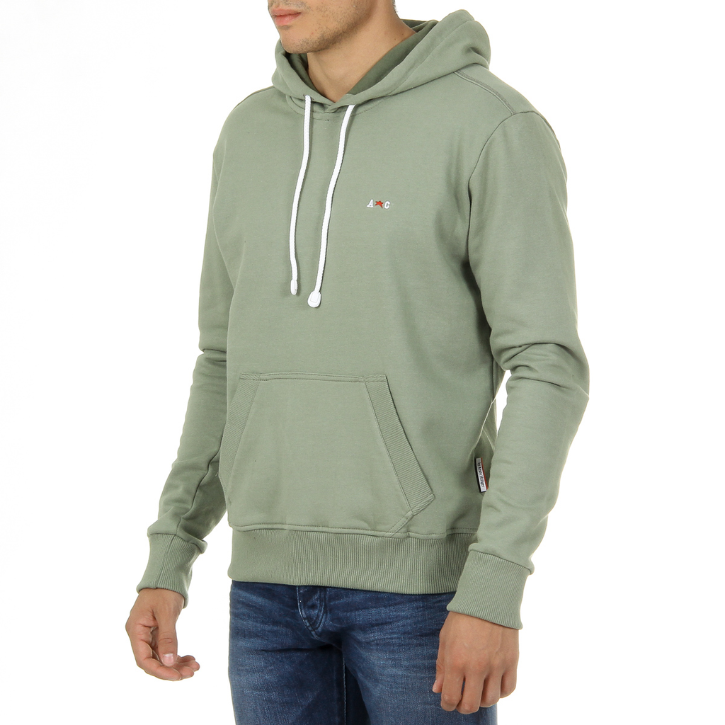Felpa con cappuccio Andrew Charles da uomo, maniche lunghe, scollo rotondo, verde FIFI