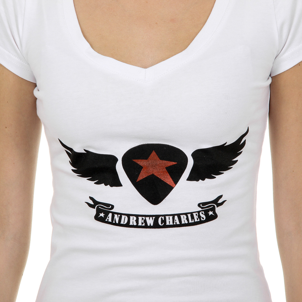 Andrew Charles T-shirt da donna a maniche corte con scollo a V, bianca TAPIWA