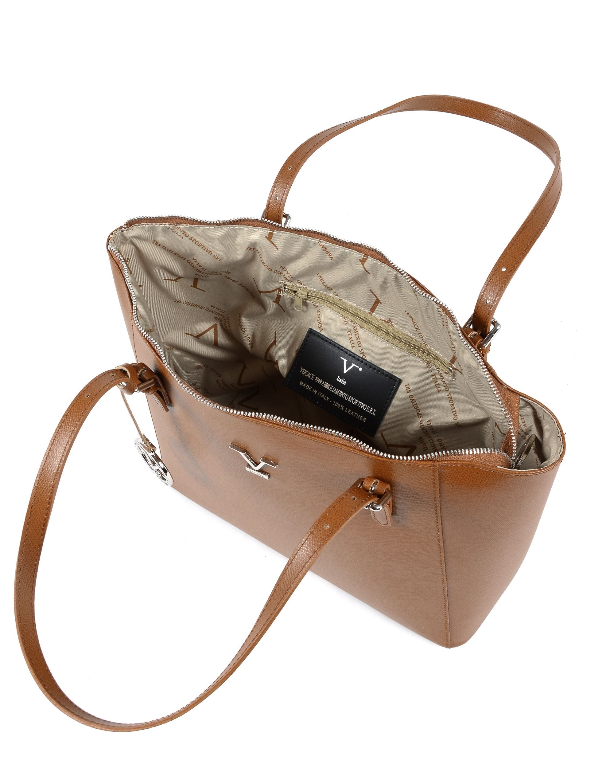 Borsa a spalla donna V Italia Marrone V09 PALMELLATO CUOIO