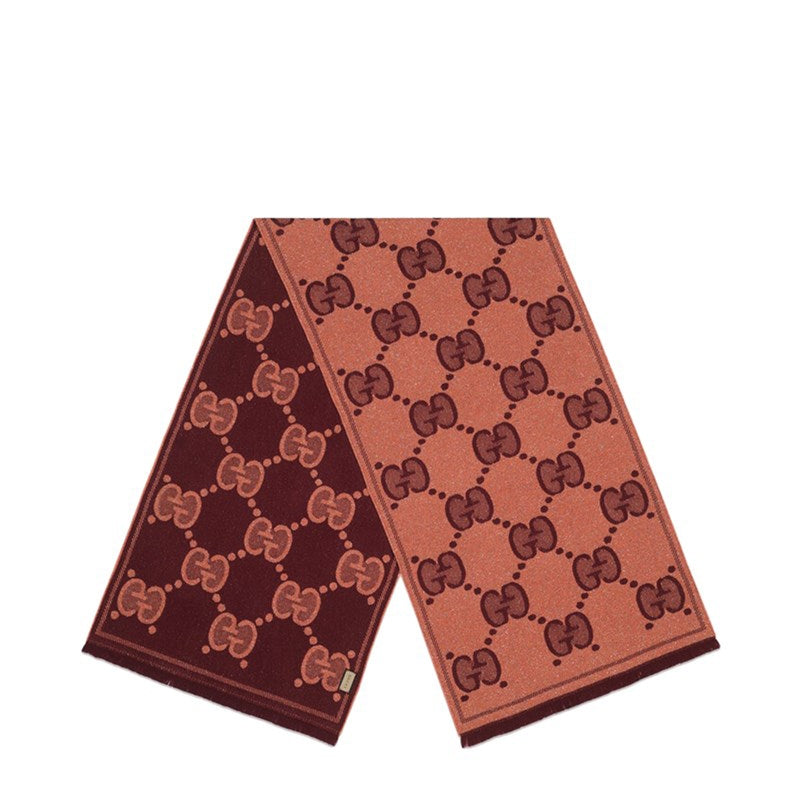 Gucci GG Metallic foulard 45x195 cm rosa metallizzato bordeaux