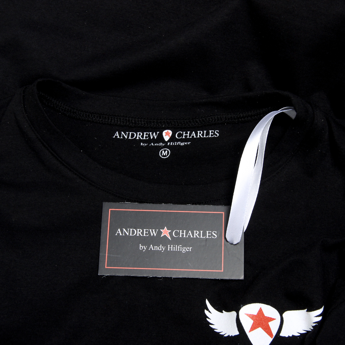 Andrew Charles T-shirt da uomo a maniche corte con scollo rotondo, nera KEITA