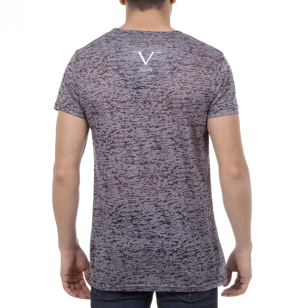 V 1969 Italia T-shirt da uomo a maniche corte con scollo a V nera DANIEL