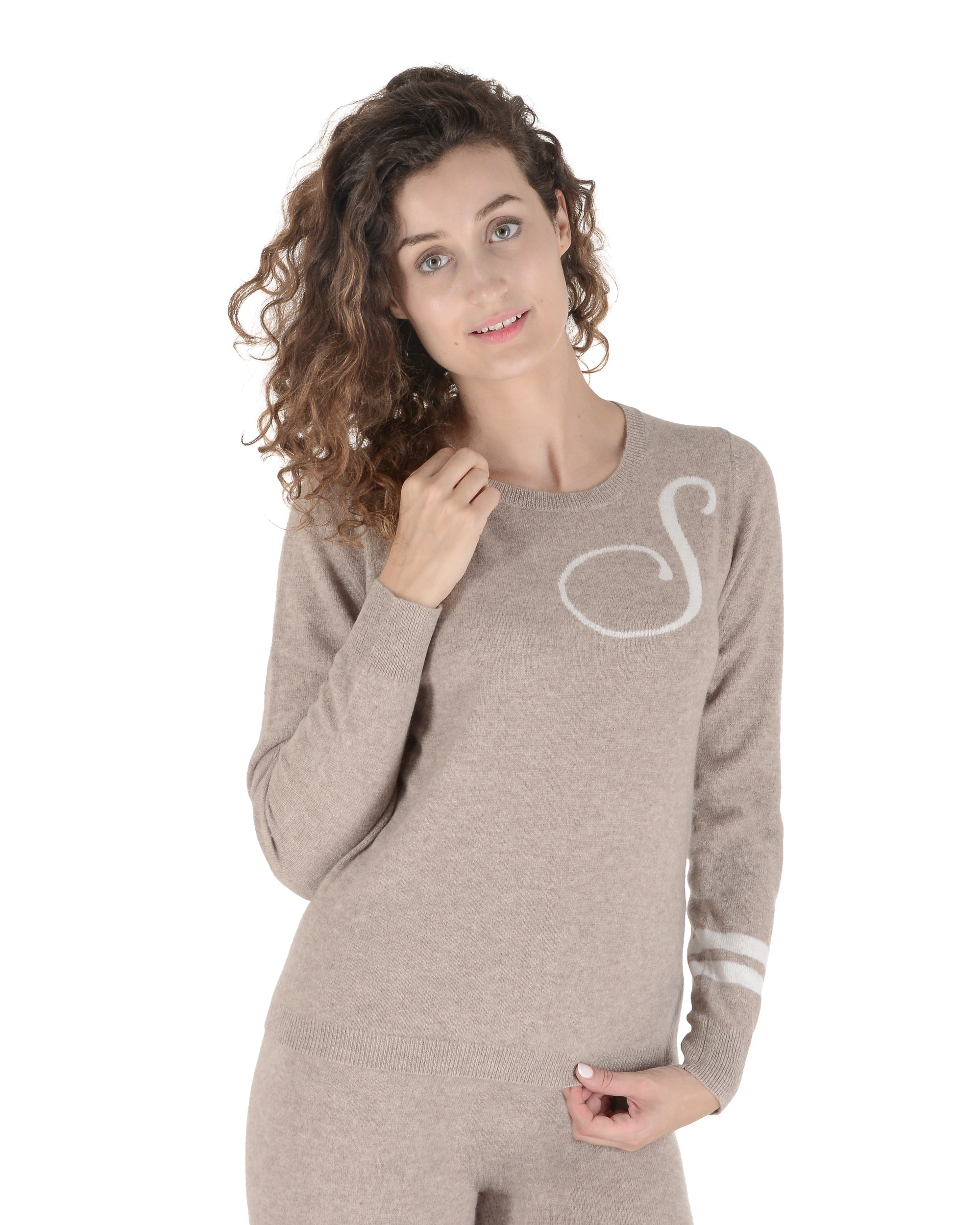 Maglione girocollo in cashmere - Cammello