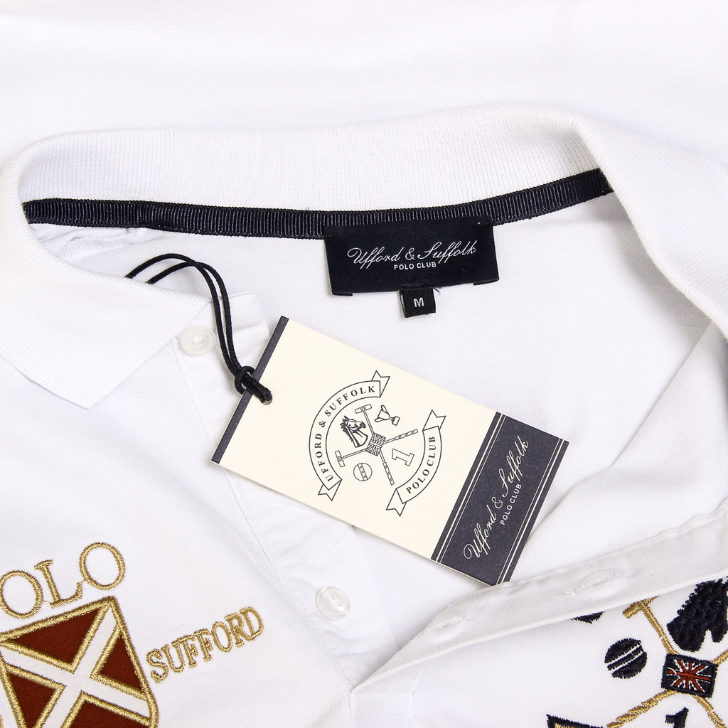 Polo da uomo a maniche corte Ufford & Suffolk Polo Club US007 BIANCO