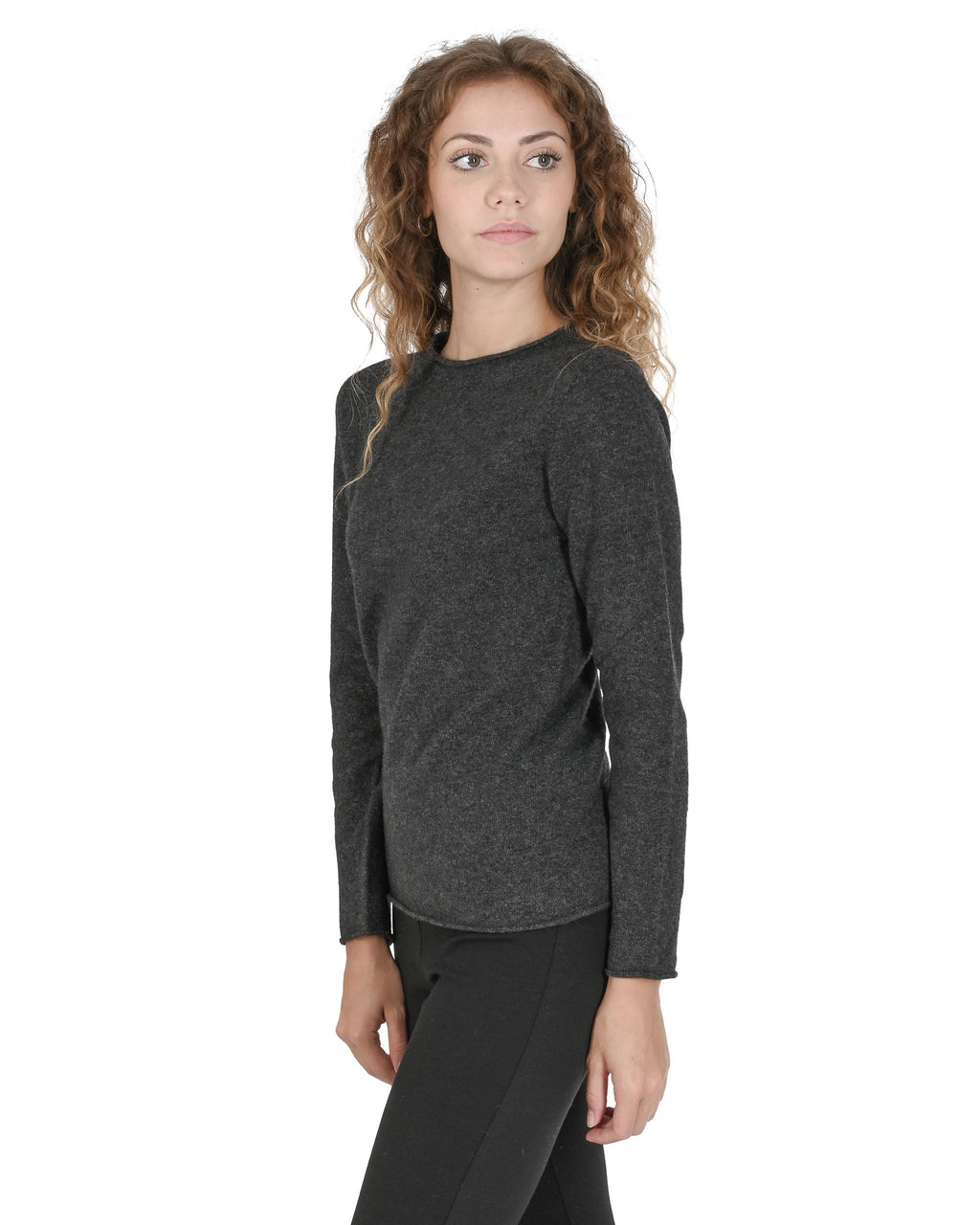 Maglione da donna con scollo a barca in cashmere Crown of Edinburgh COE 007 GRIGIO FERRO