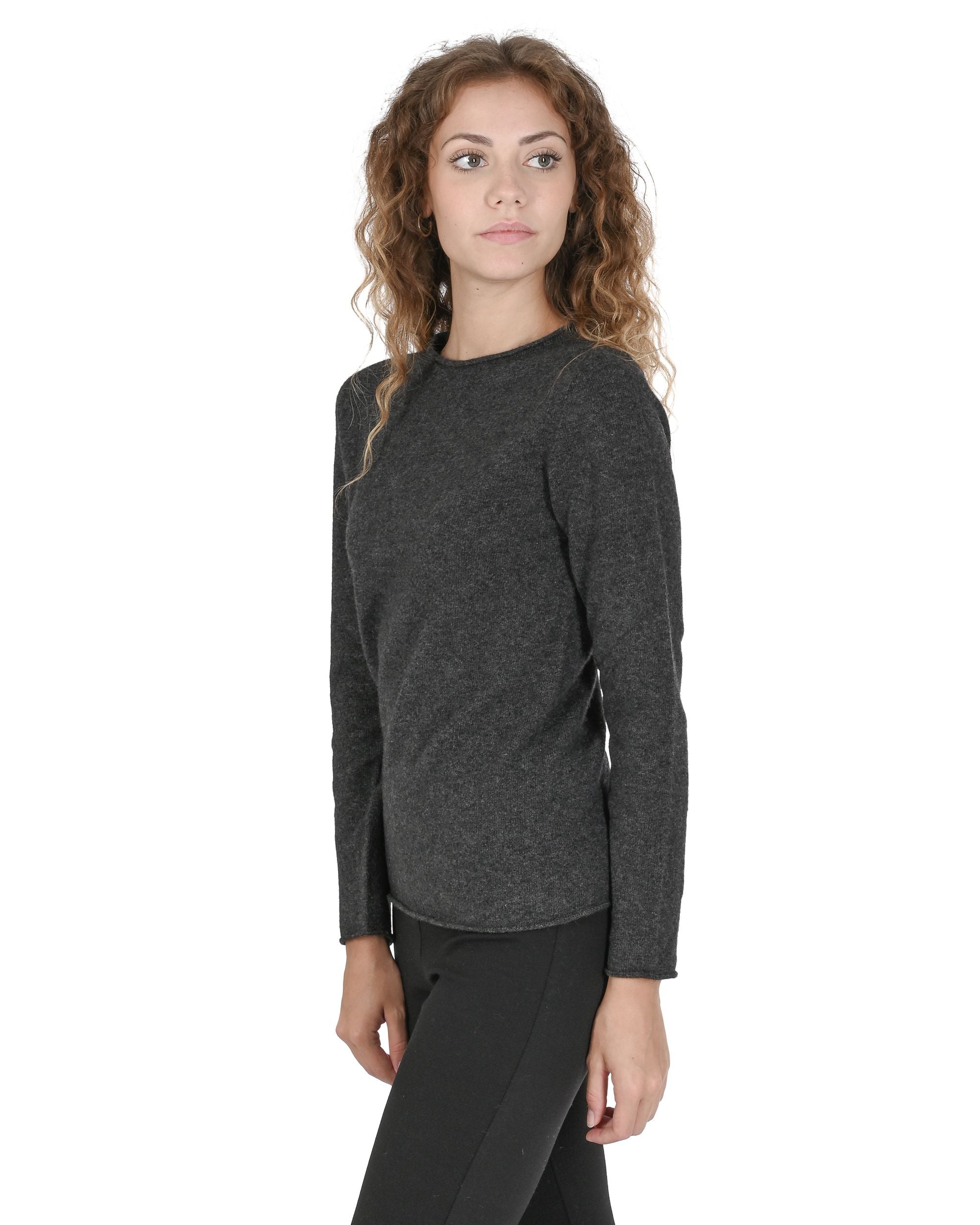 Maglione da donna con scollo a barca in cashmere Crown of Edinburgh COE 007 GRIGIO FERRO