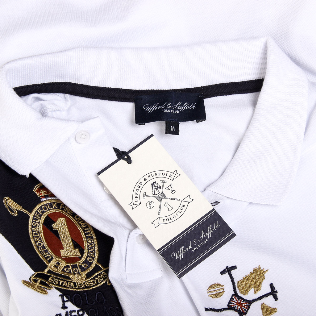 Polo da uomo a maniche corte Ufford & Suffolk Polo Club US004 BIANCO