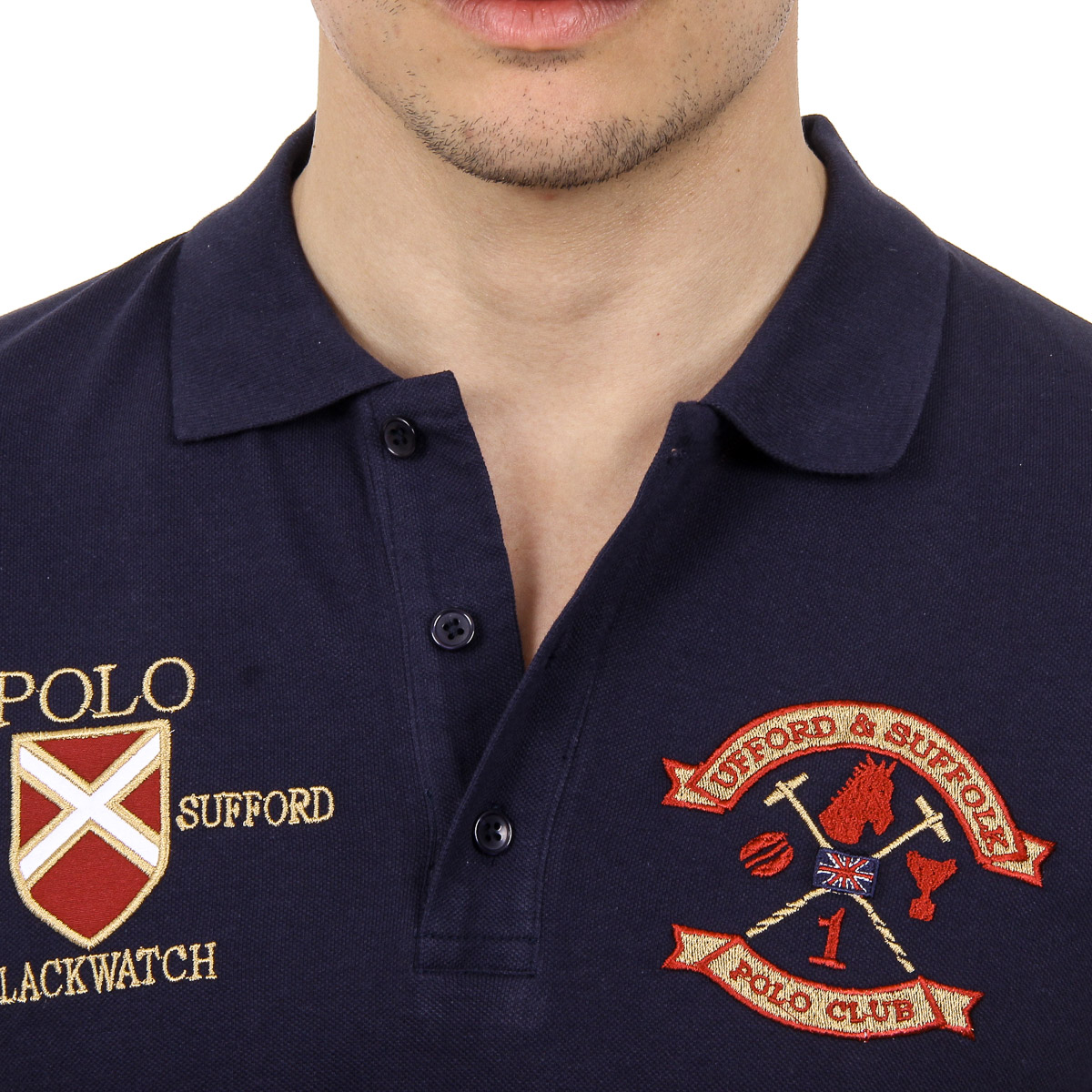 Polo da uomo a maniche corte Ufford & Suffolk Polo Club US007 BLU NAVY
