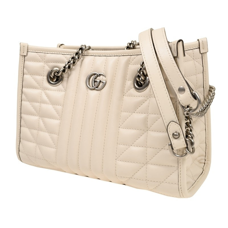 Borsa a tracolla Gucci Marmont GG in pelle trapuntata bianca