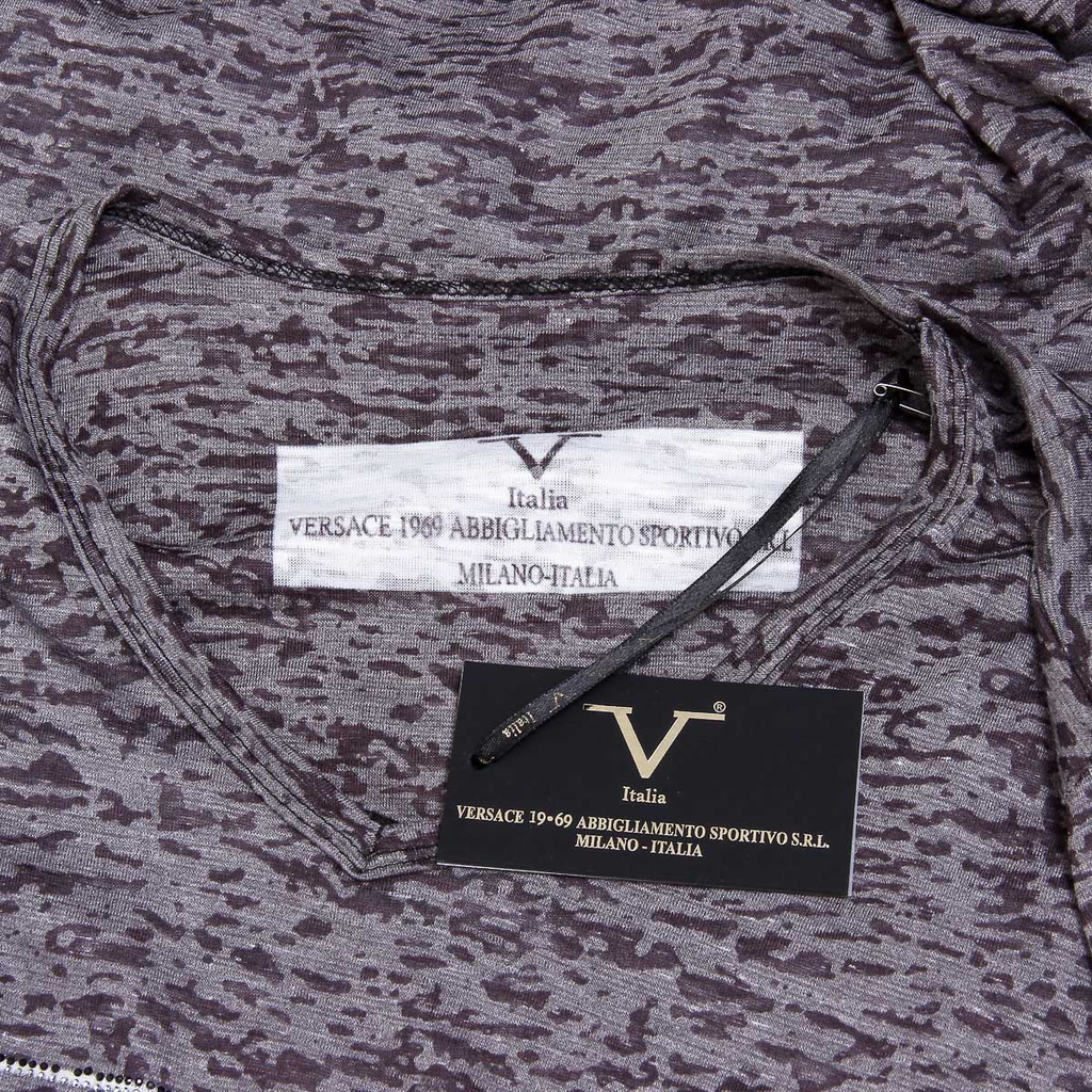 V 1969 Italia T-shirt da uomo a maniche corte con scollo a V, nera ALEXANDER