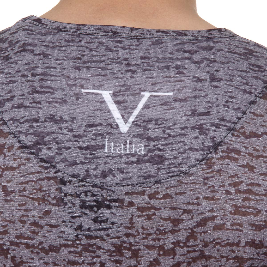 V 1969 Italia T-shirt da uomo a maniche corte con scollo a V nera DANIEL