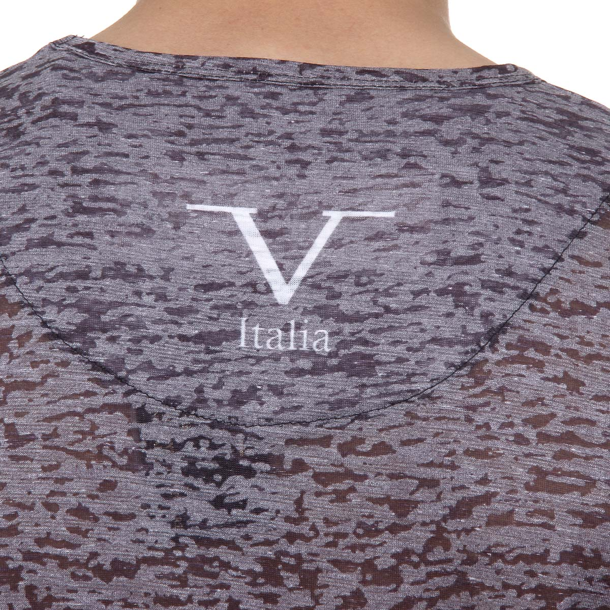 V 1969 Italia T-shirt da uomo a maniche corte con scollo a V nera DANIEL