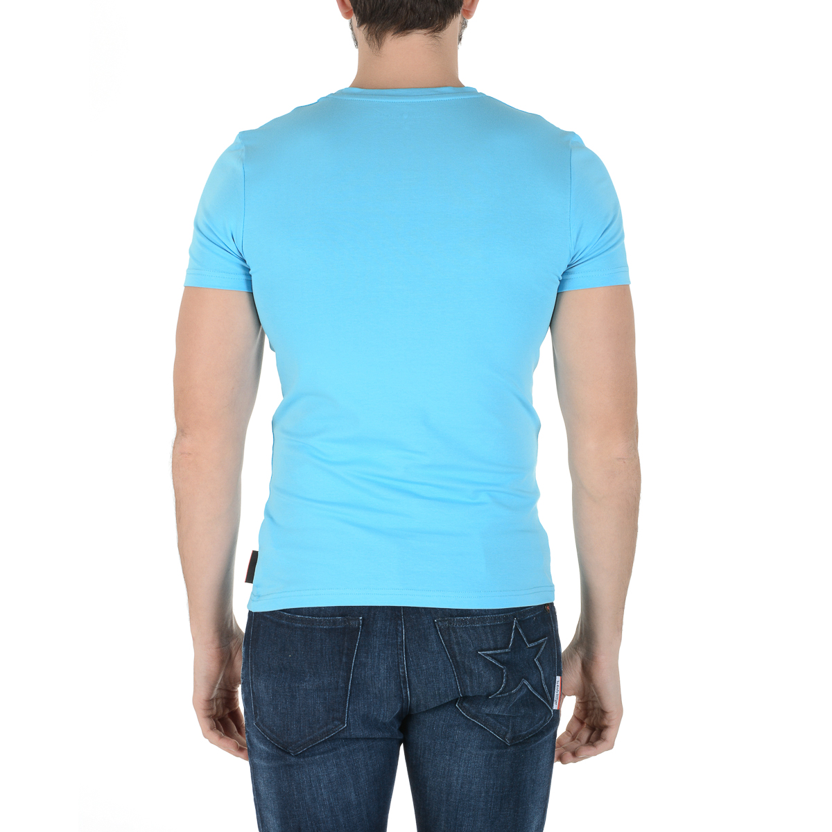 Andrew Charles T-shirt da uomo a maniche corte con scollo rotondo, blu chiaro KEITA