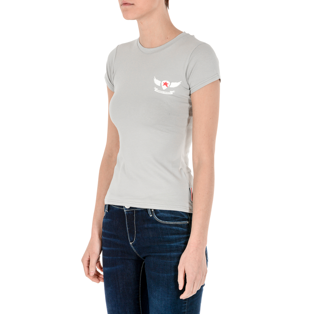 Andrew Charles T-shirt da donna a maniche corte con scollo rotondo, grigia TARANA