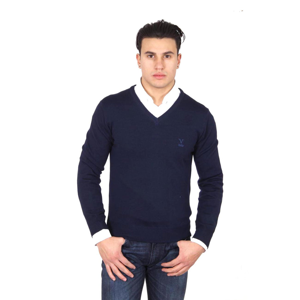 Maglione uomo scollo a V V 1969 Italia 9801 SCOLLO V BLU NAVY
