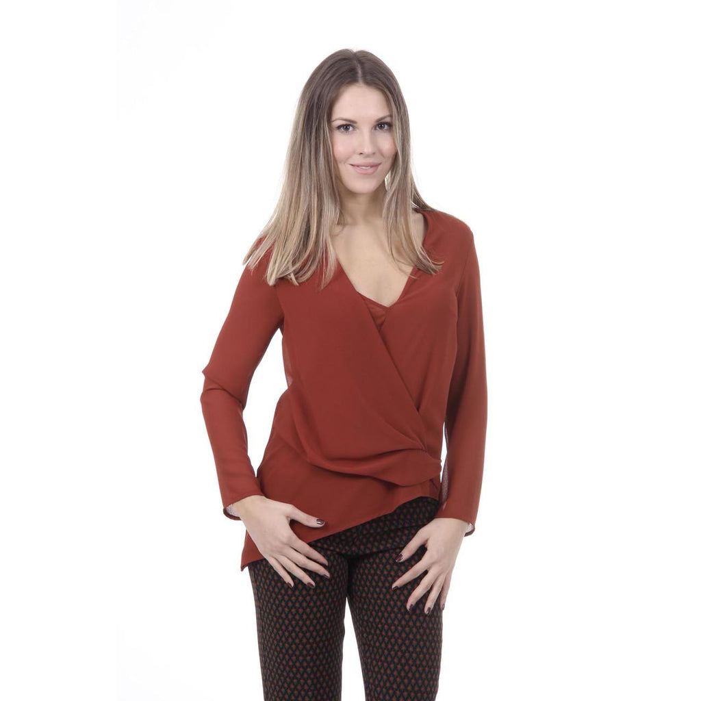 Maglia da donna V 1969 Italia CAMICIA BASILEA TESS. GEORGETTE MATTONE