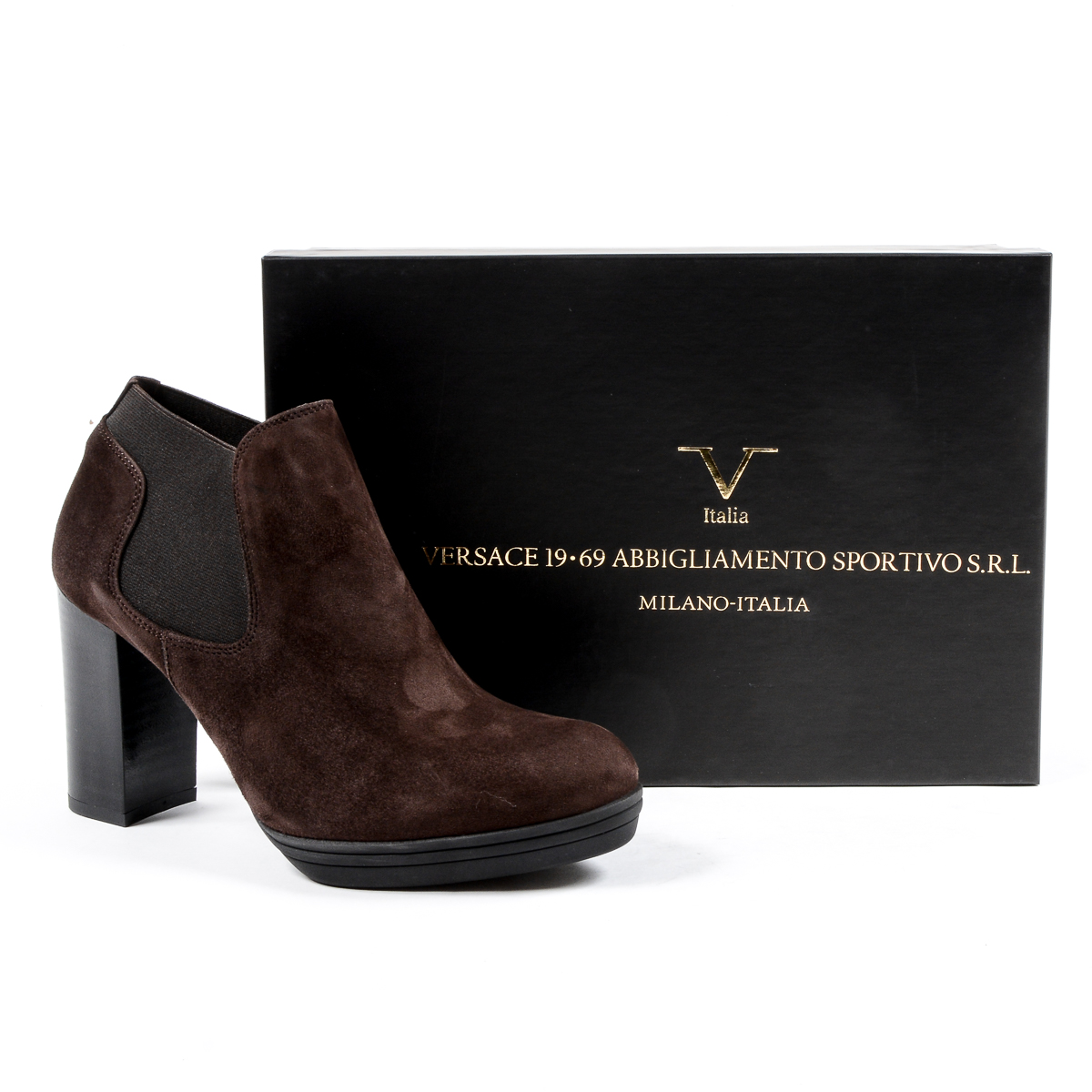 V 1969 Italia Stivaletto con tacco da donna marrone GRACY
