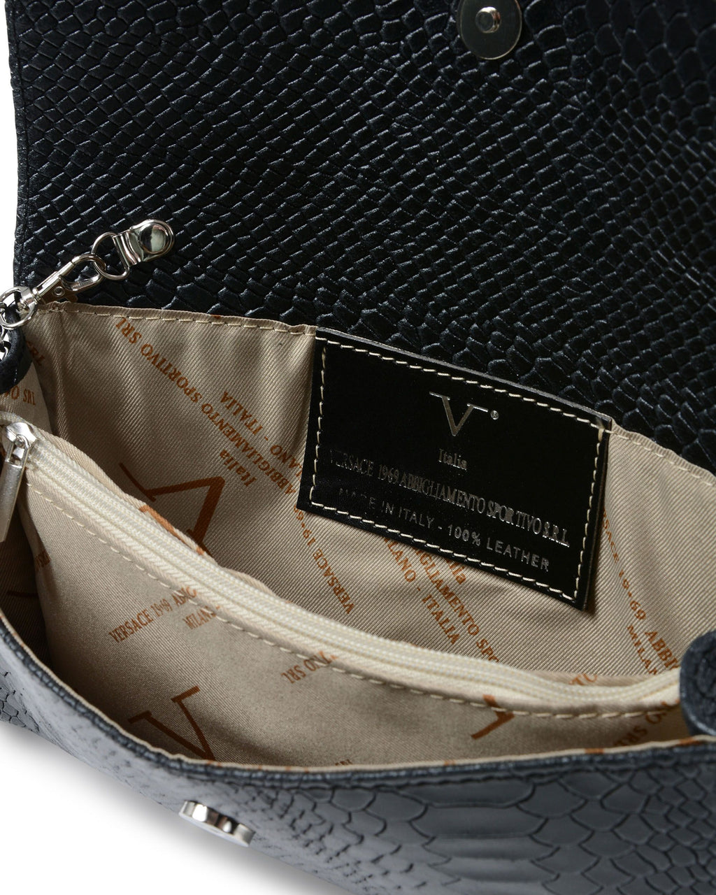 Borsa a Spalla Donna V Italia Nera V1513 PITONE STAMPATO NERO