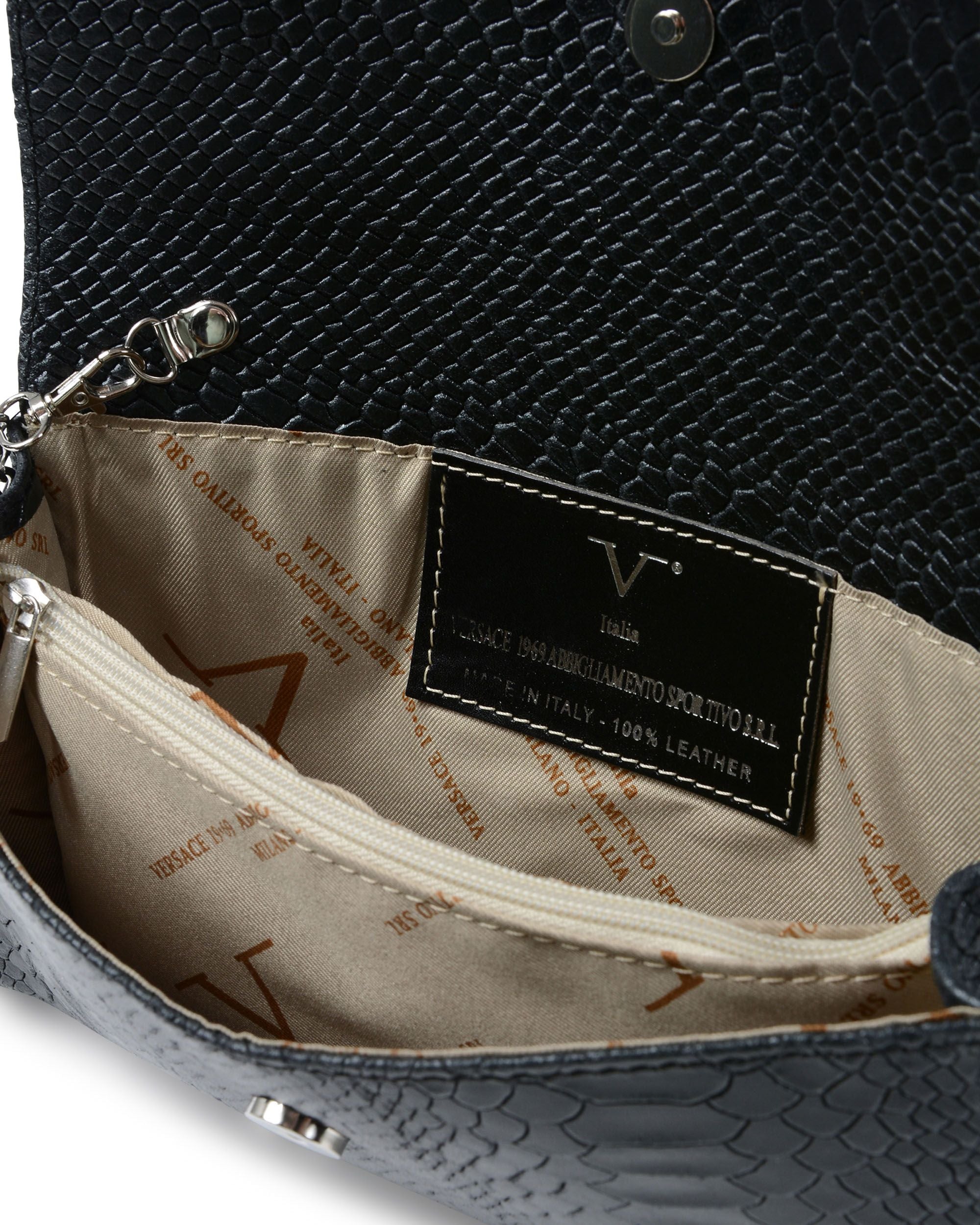 Borsa a Spalla Donna V Italia Nera V1513 PITONE STAMPATO NERO