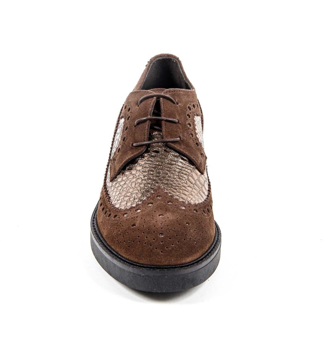 V 1969 Italia Womens Brogue Shoe B1670 VELOUR + PIETRA T. MORO